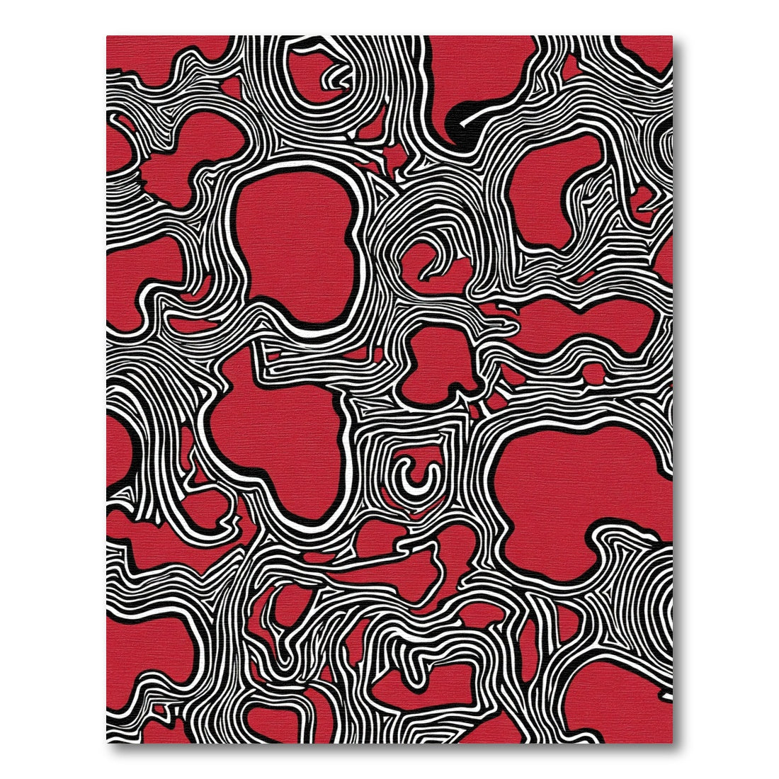 Bold Red Abstract Organic Lines Rug