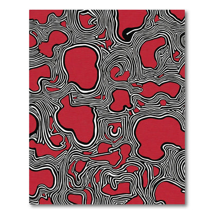 Bold Red Abstract Organic Lines Rug