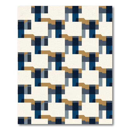Modern Geometric Interlocking Shapes Rug