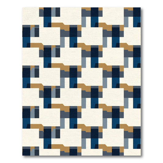 Modern Geometric Interlocking Shapes Rug