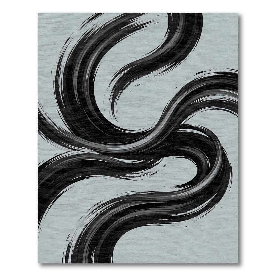 Minimalist Black Abstract Swirl Flow Rug