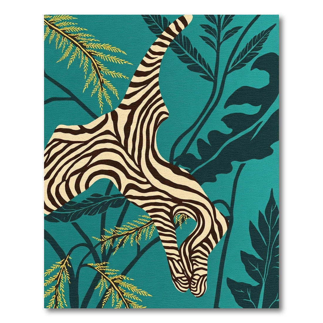 Zebra Stripes Tropical Foliage Teal Rug