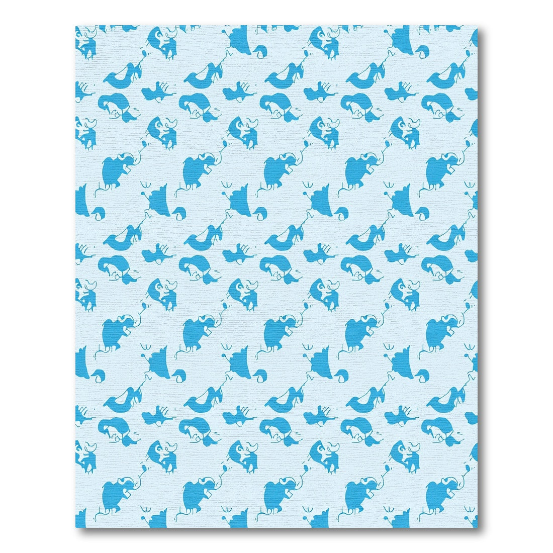 Playful Blue Mammoth Repeating Pattern Rug