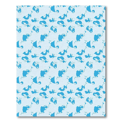 Playful Blue Mammoth Repeating Pattern Rug