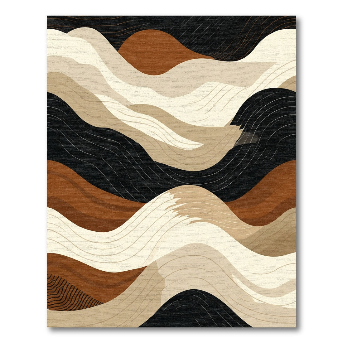 Abstract Earth Tones Wavy Landscape Rug