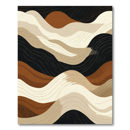 Abstract Earth Tones Wavy Landscape Rug