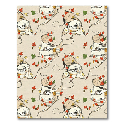 Whimsical Cream Abstract Animal Floral Rug