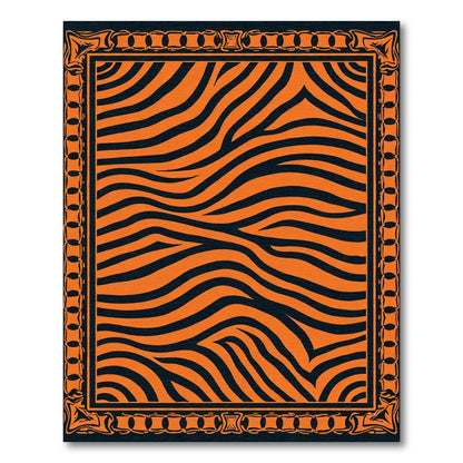 Bold Orange Zebra Stripe Border Rug