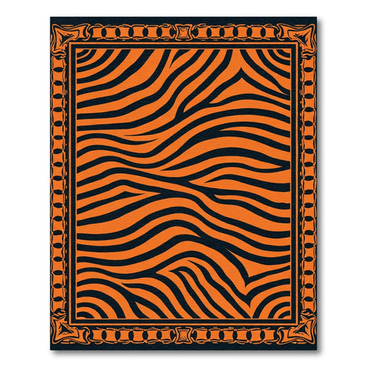 Bold Orange Zebra Stripe Border Rug