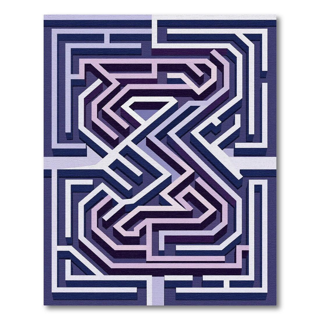 Geometric Lilac Navy 3D Maze Rug