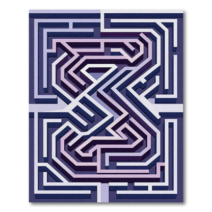 Geometric Lilac Navy 3D Maze Rug