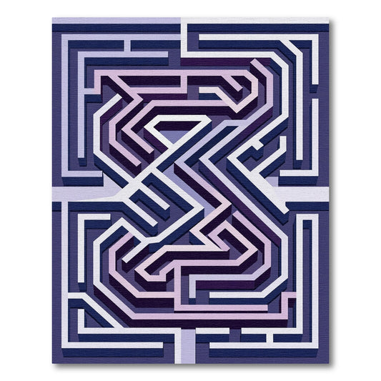 Geometric Lilac Navy 3D Maze Rug