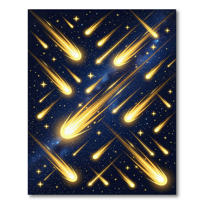Luminous Golden Shooting Star Galaxy Rug