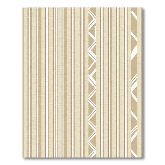 Beige Neutral Stripe Geometric Accents Rug