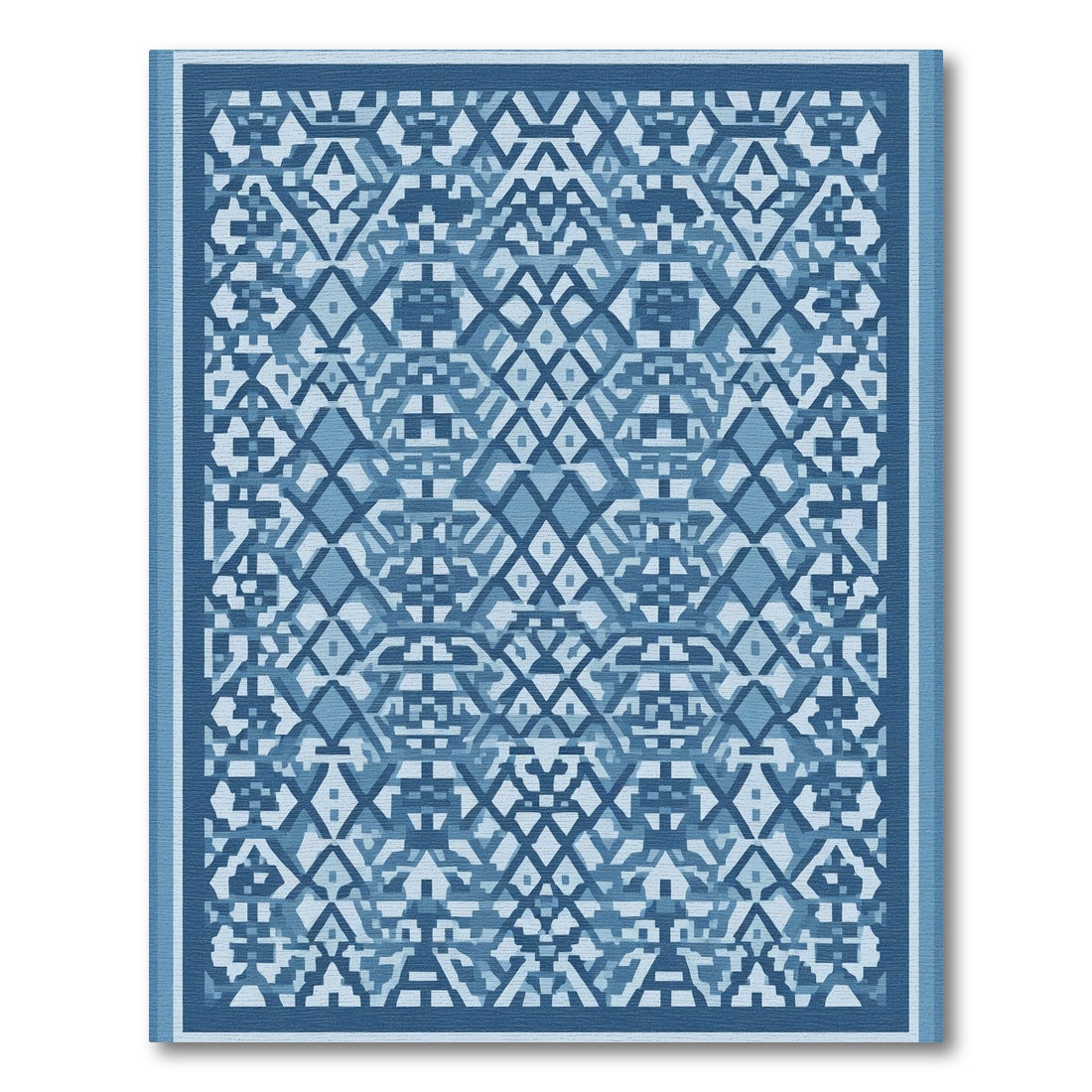 Geometric Diamond Medallion Indigo Rug
