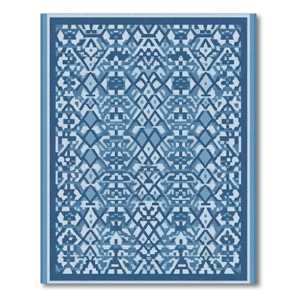 Geometric Diamond Medallion Indigo Rug