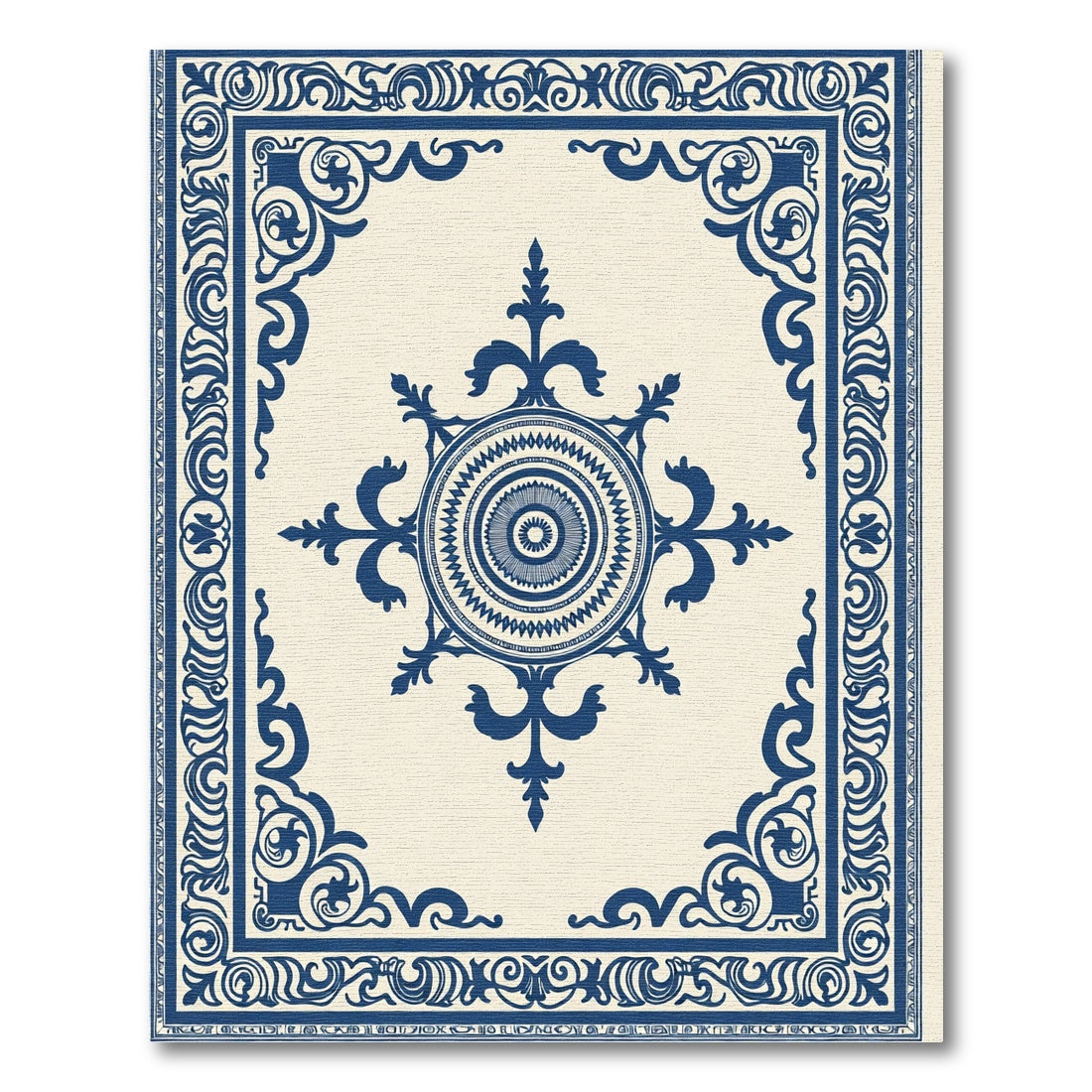 Deep Blue Medallion Eastern Border Rug