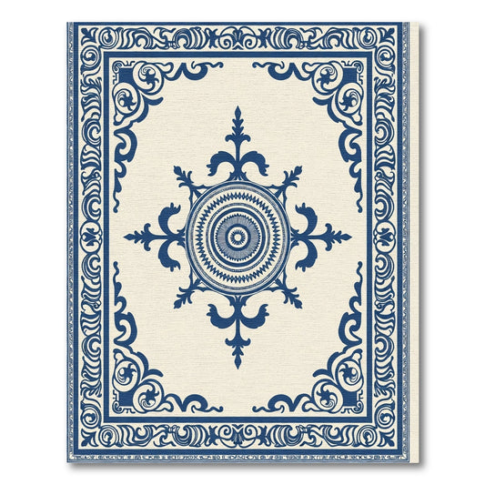 Deep Blue Medallion Eastern Border Rug