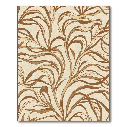 Art Nouveau Tan Organic Swirls Rug
