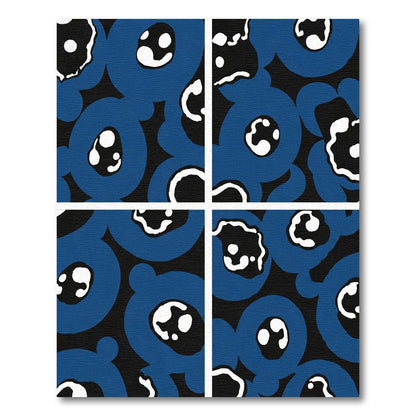Bold Blue Abstract Floral Circles Rug