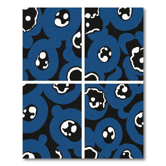 Bold Blue Abstract Floral Circles Rug