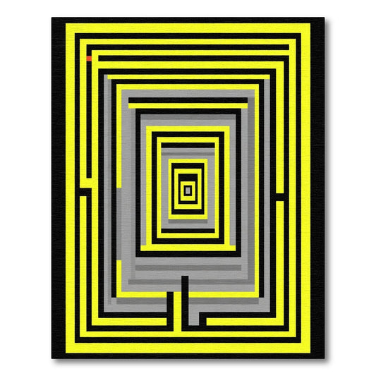 Bold Yellow Maze Square Rug