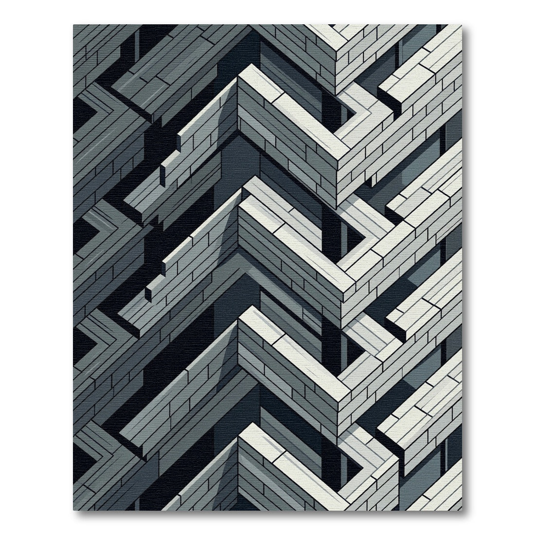 Monochromatic Isometric Geometric Zigzag Block Rug