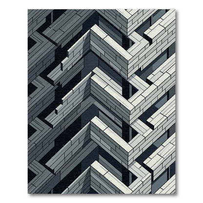 Monochromatic Isometric Geometric Zigzag Block Rug