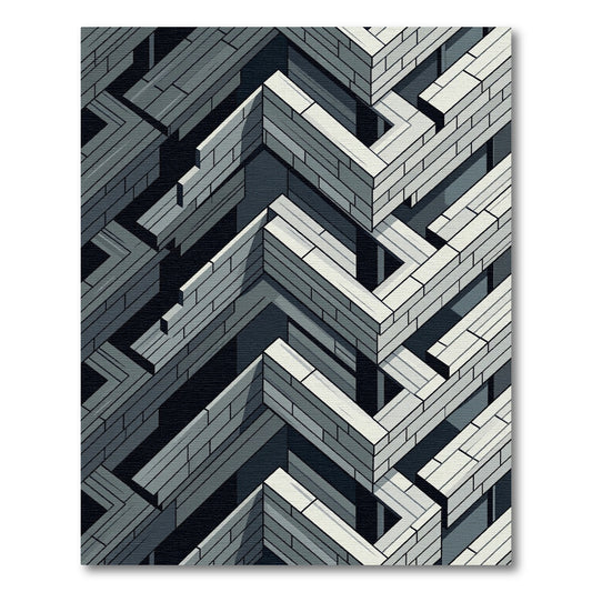 Monochromatic Isometric Geometric Zigzag Block Rug