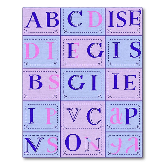 Pastel Alphabet Blocks Graphic Rug