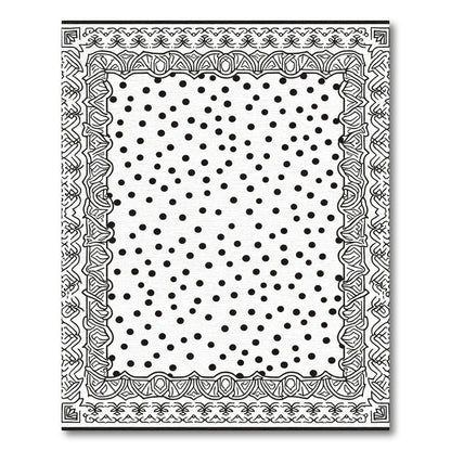 Black White Polka Dot Ornate Border Rug