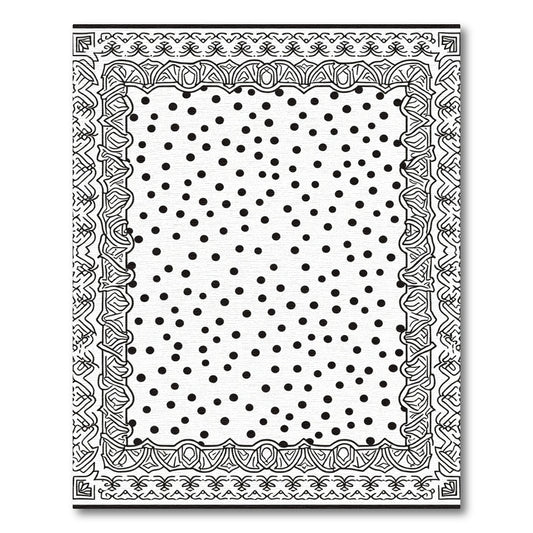 Black White Polka Dot Ornate Border Rug