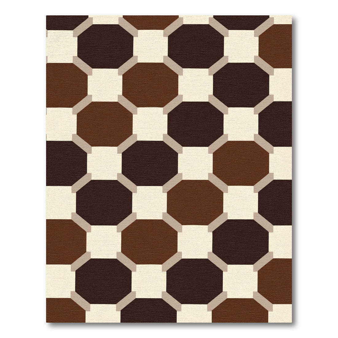 Warm Chocolate Octagon Grid Rug