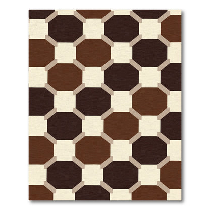 Warm Chocolate Octagon Grid Rug