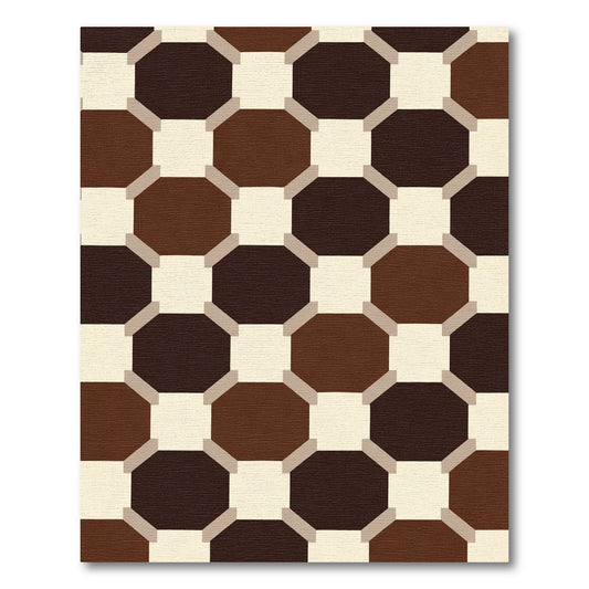 Warm Chocolate Octagon Grid Rug
