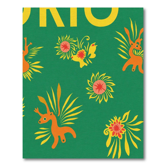 Whimsical Orange Deer Sunflowers Green Rug