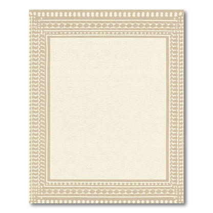 Neutral Tan Geometric Border Rug
