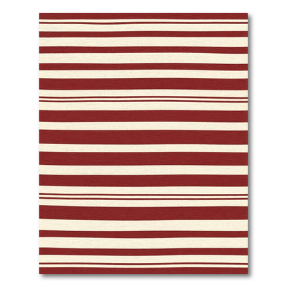 Crimson Cream Horizontal Stripe Rug