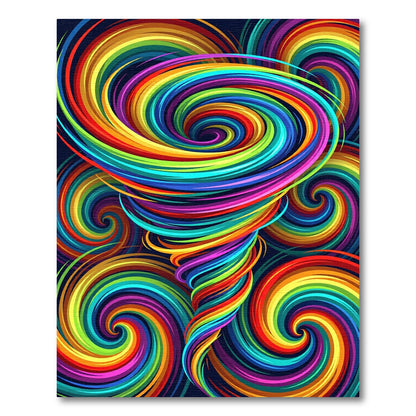 Vibrant Rainbow Swirl Vortex Abstract Rug