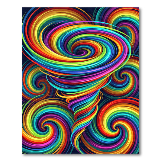 Vibrant Rainbow Swirl Vortex Abstract Rug