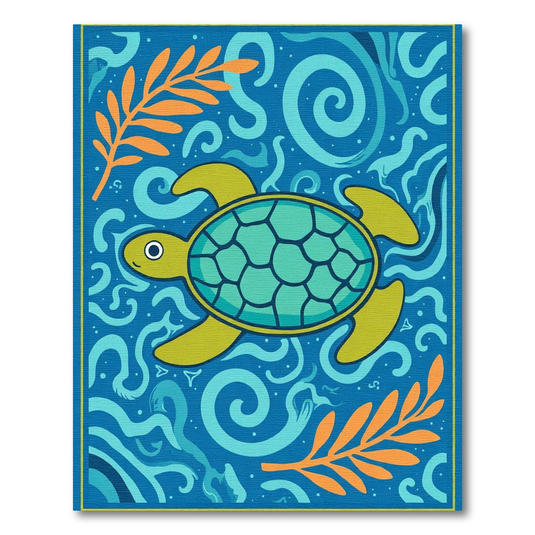 Green Sea Turtle Ocean Swirls Rug