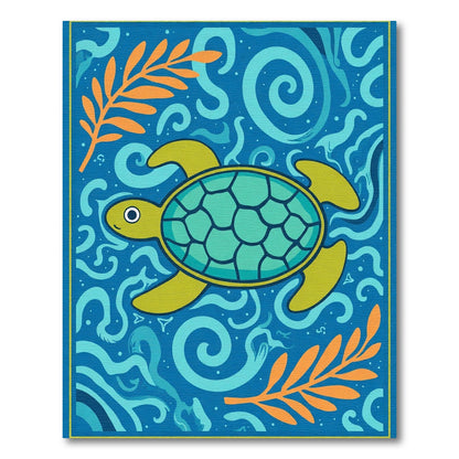Green Sea Turtle Ocean Swirls Rug
