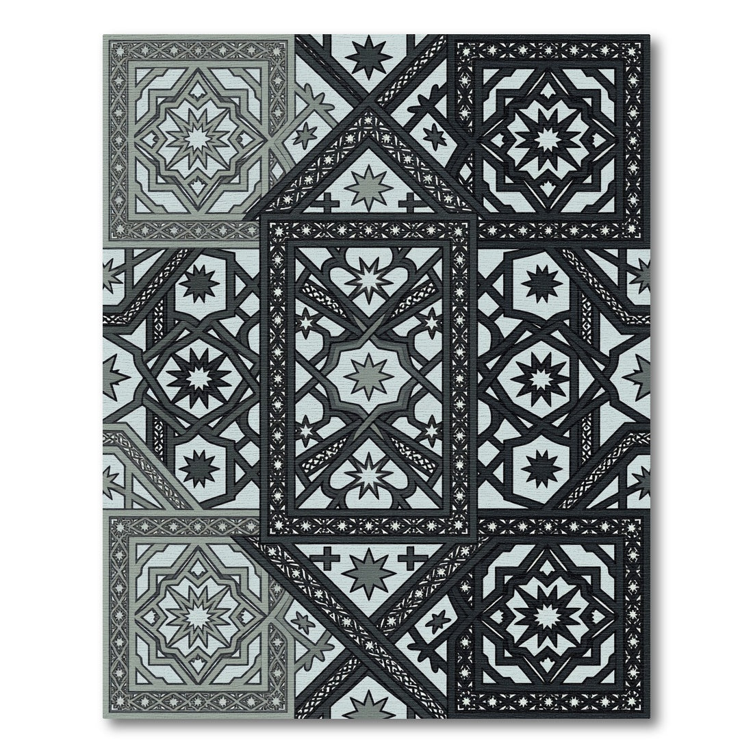 Geometric Star Medallion Mosaic Rug