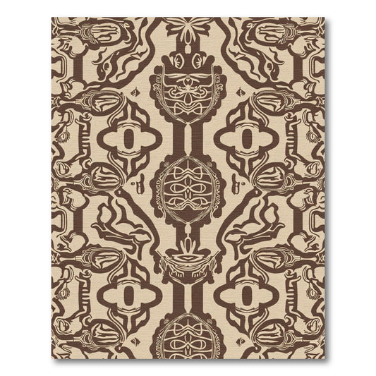 Sepia Abstract Tribal Shield Rug