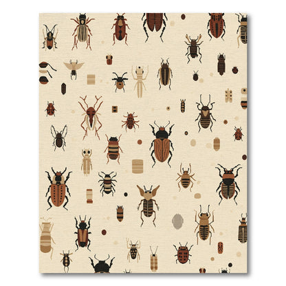 Brown Beetles Scattered Across Cream Background Rug