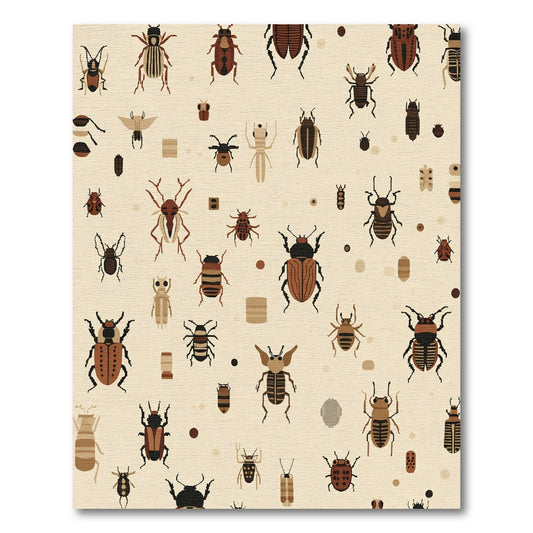 Brown Beetles Scattered Across Cream Background Rug