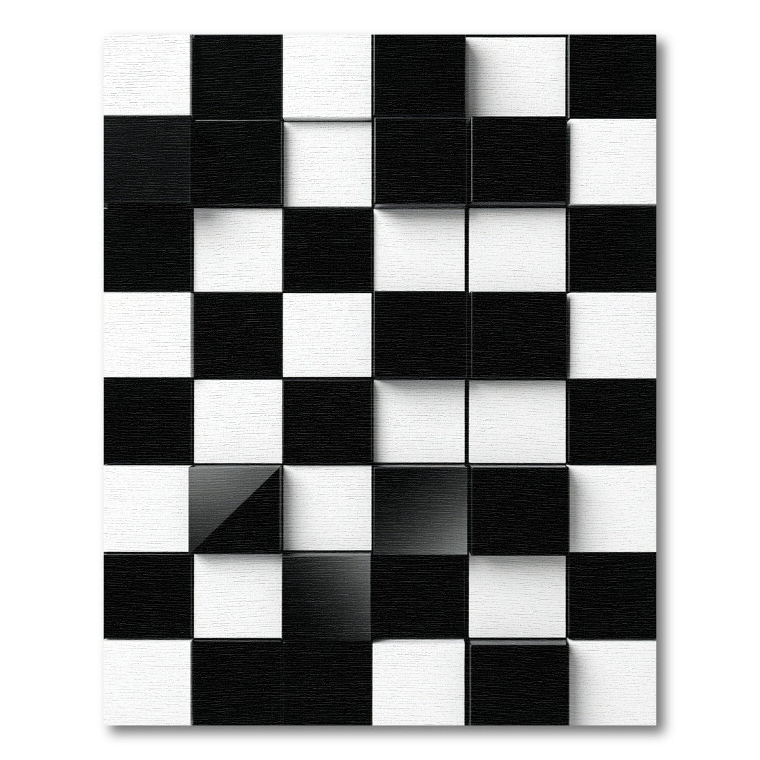 Black White Geometric Block Rug
