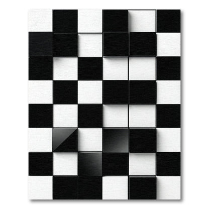 Black White Geometric Block Rug