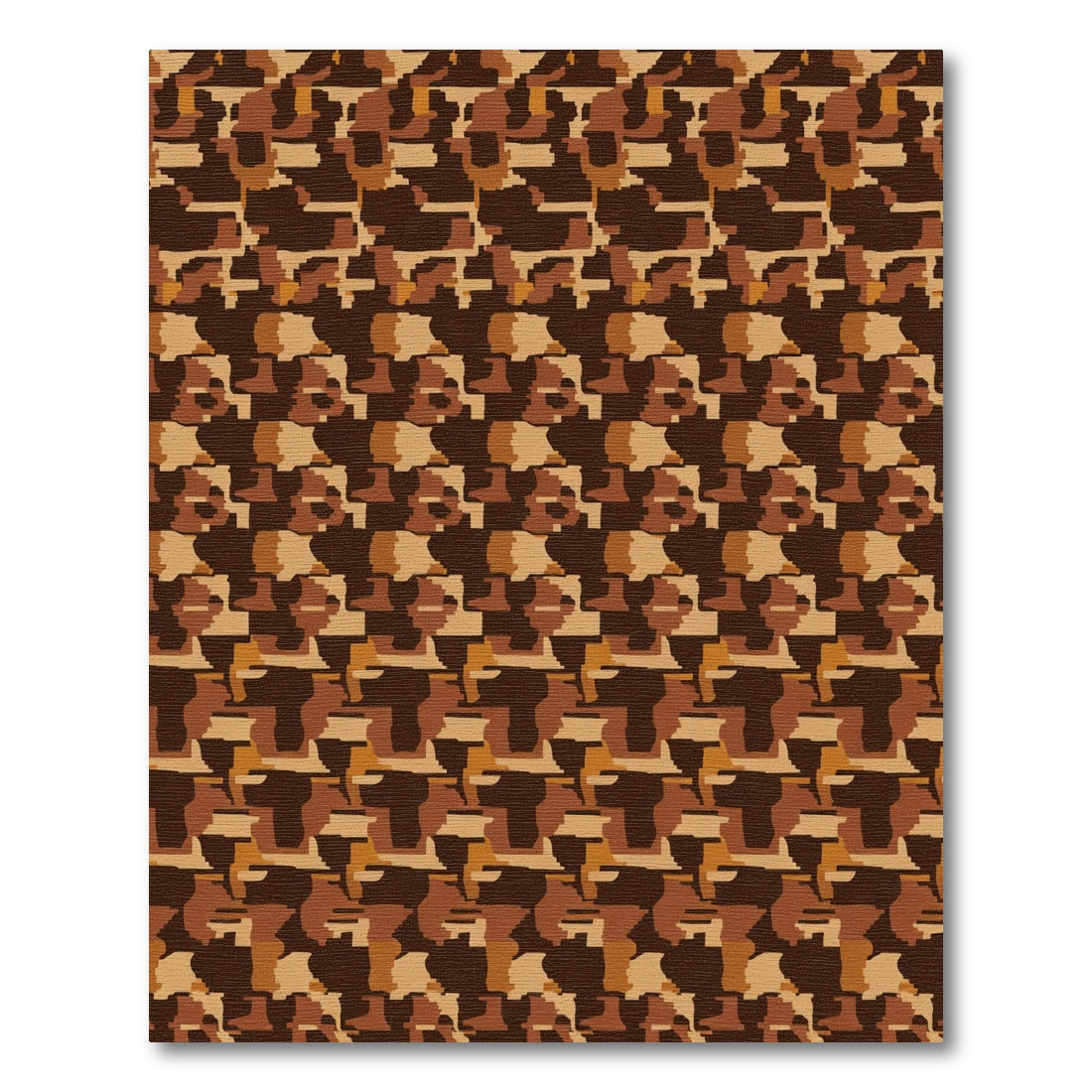 Brown Camouflage Abstract Blocks Rug