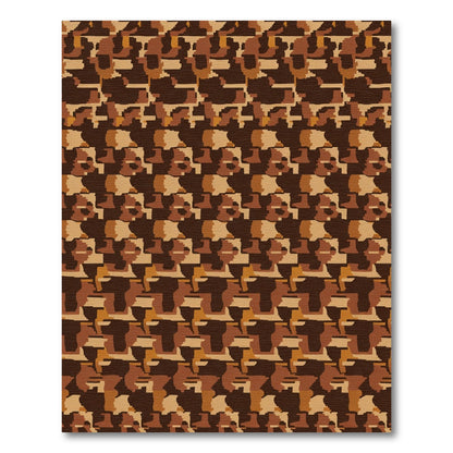 Brown Camouflage Abstract Blocks Rug